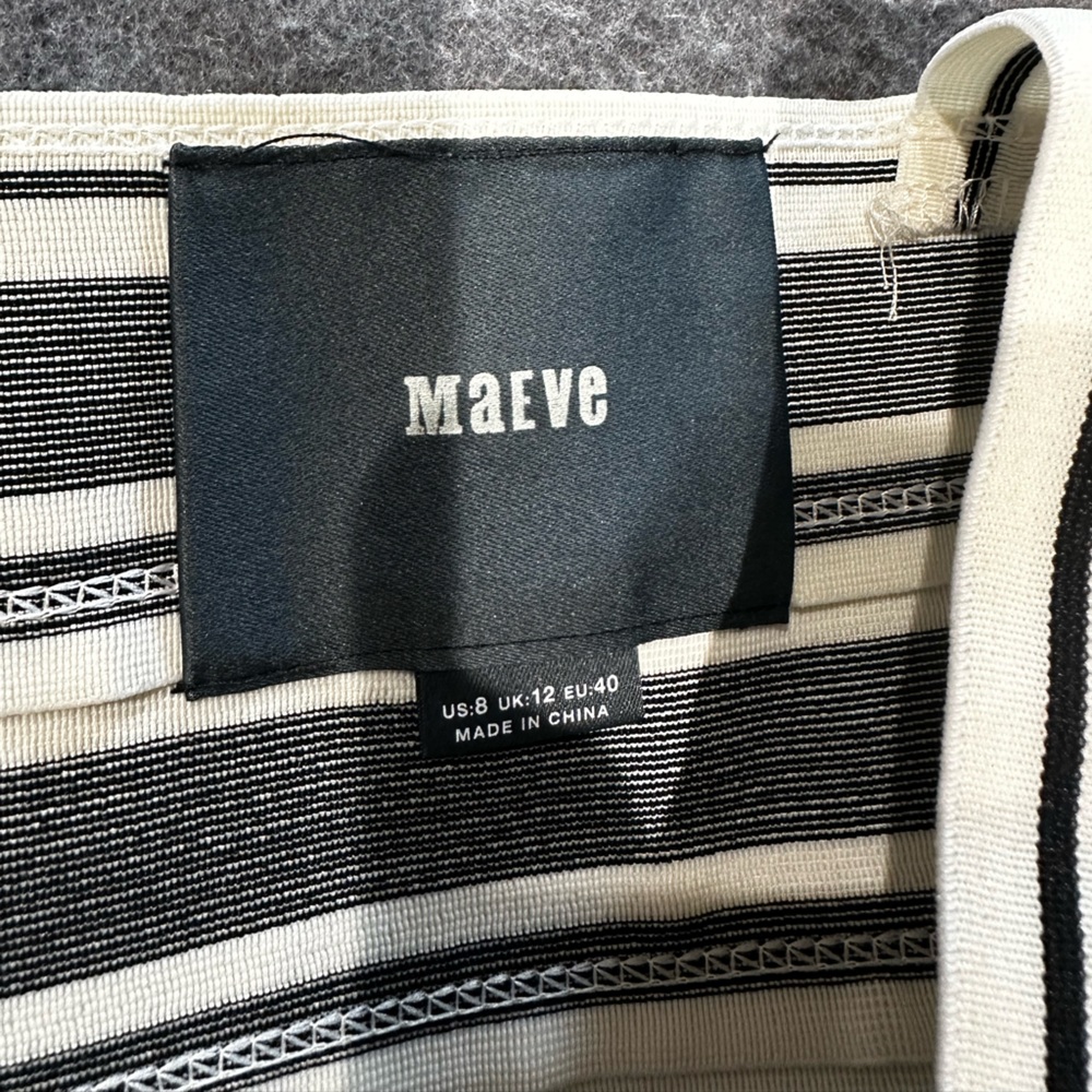 Maeve Black and White Striped Cross-Front Fit-and-Flare Dress - Picture 7 of 7